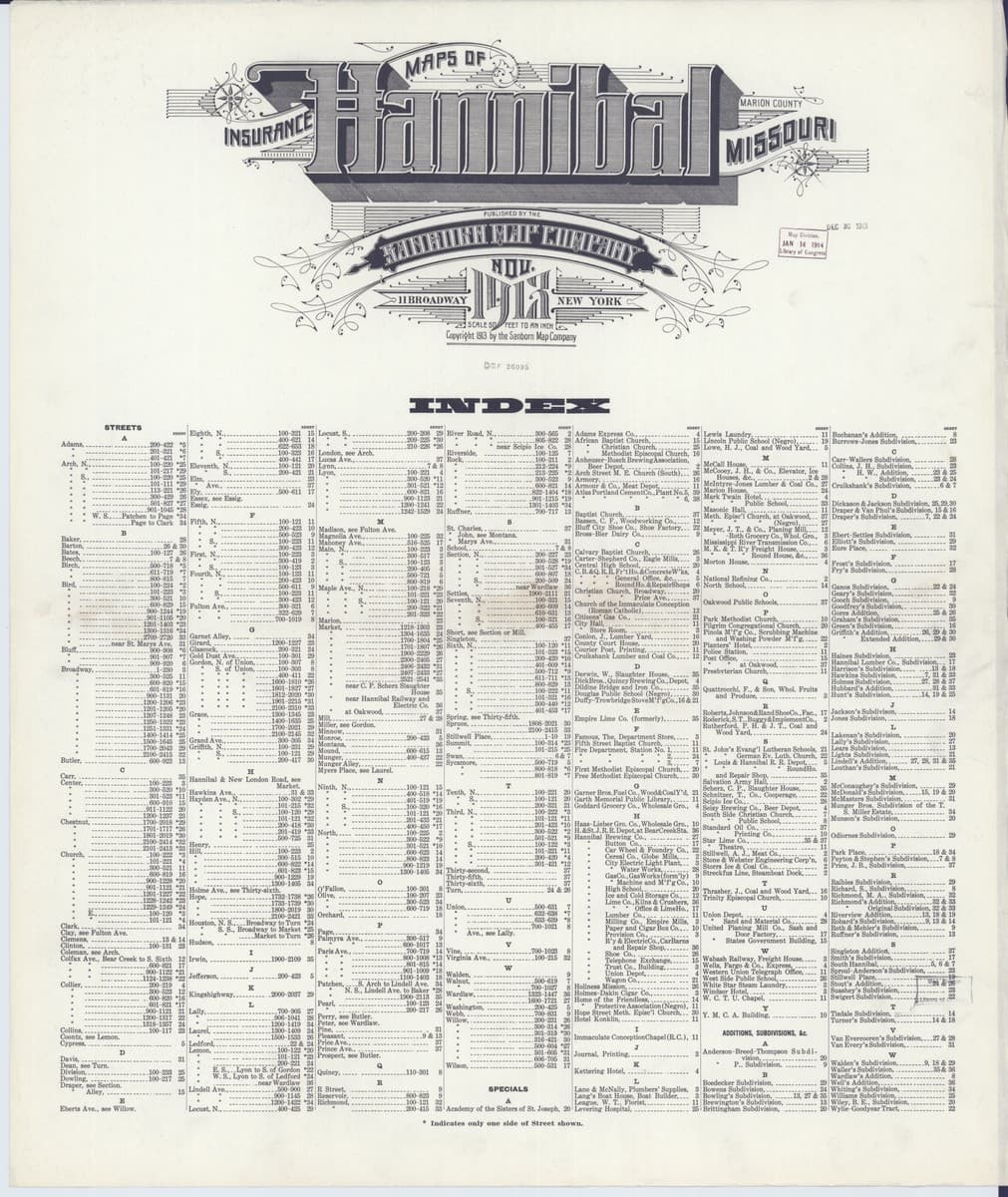 Hannibal, Missouri - 1913 Sanborn Map