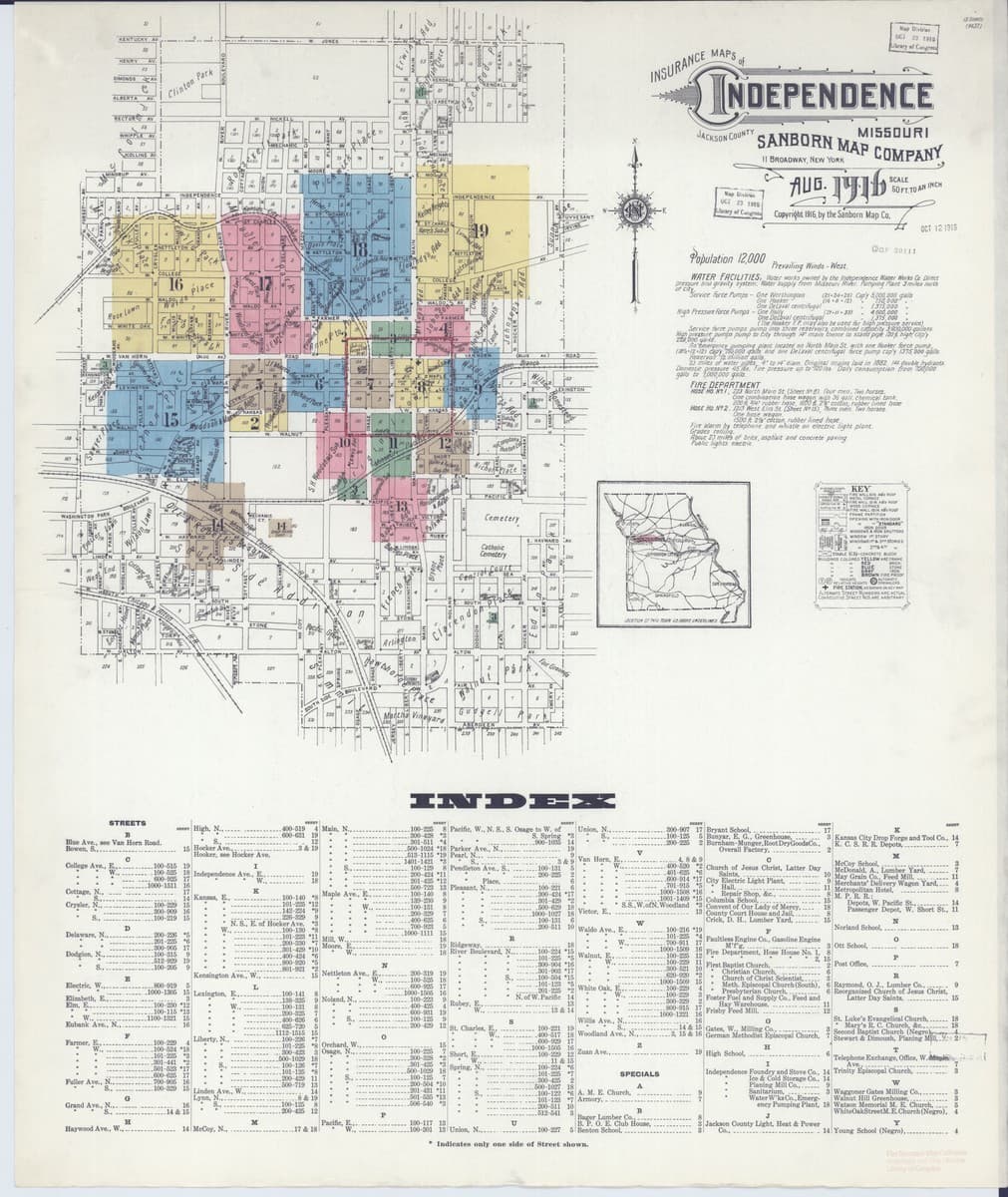 Independence, Missouri - 1916 Sanborn Map