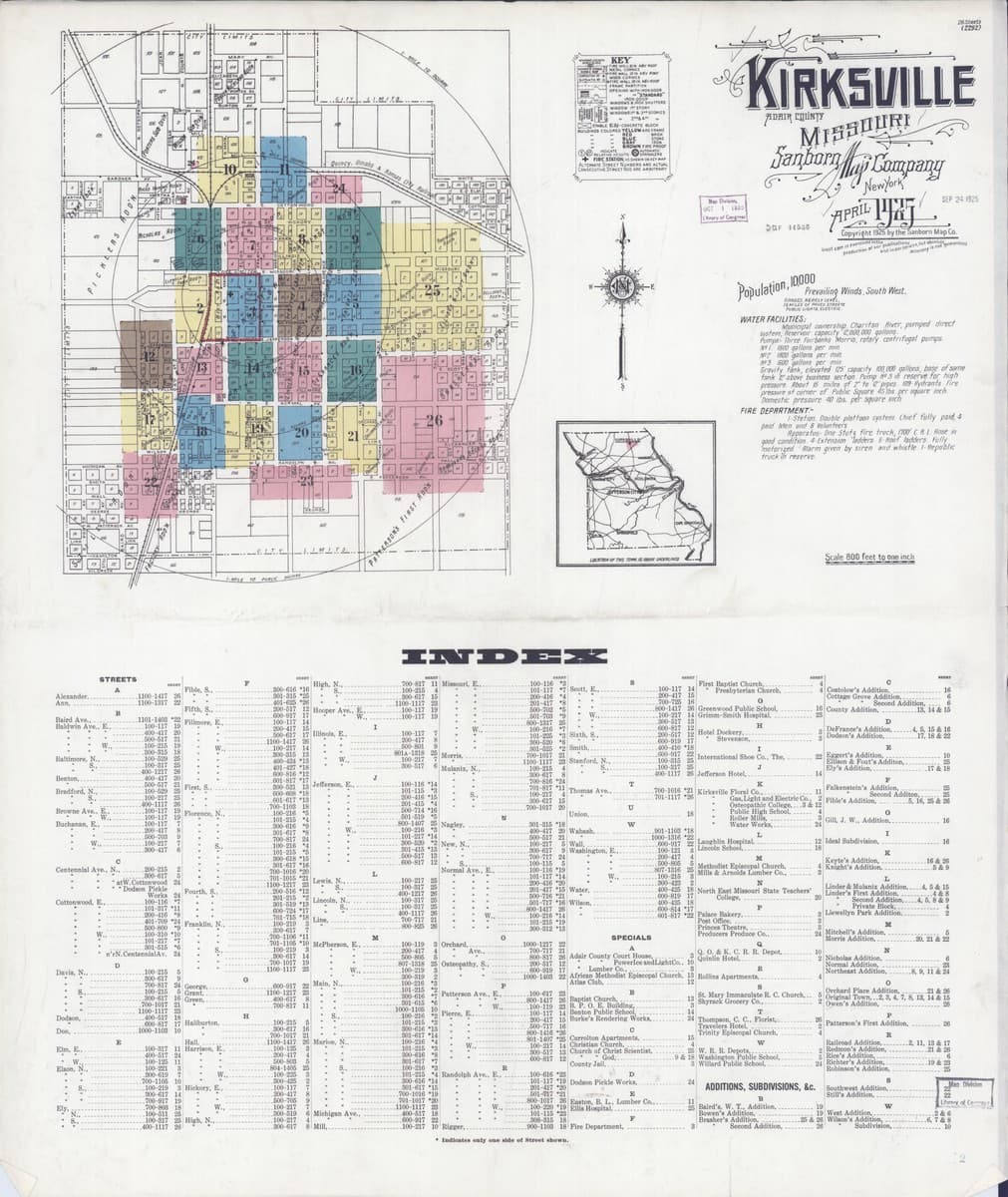 Kirksville, Missouri - 1925 Sanborn Map