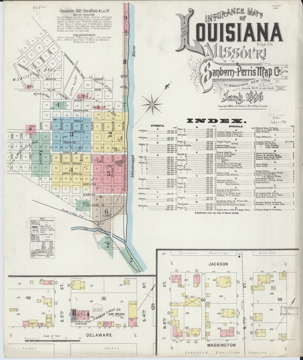 Louisiana, Missouri - 1896 Sanborn Map