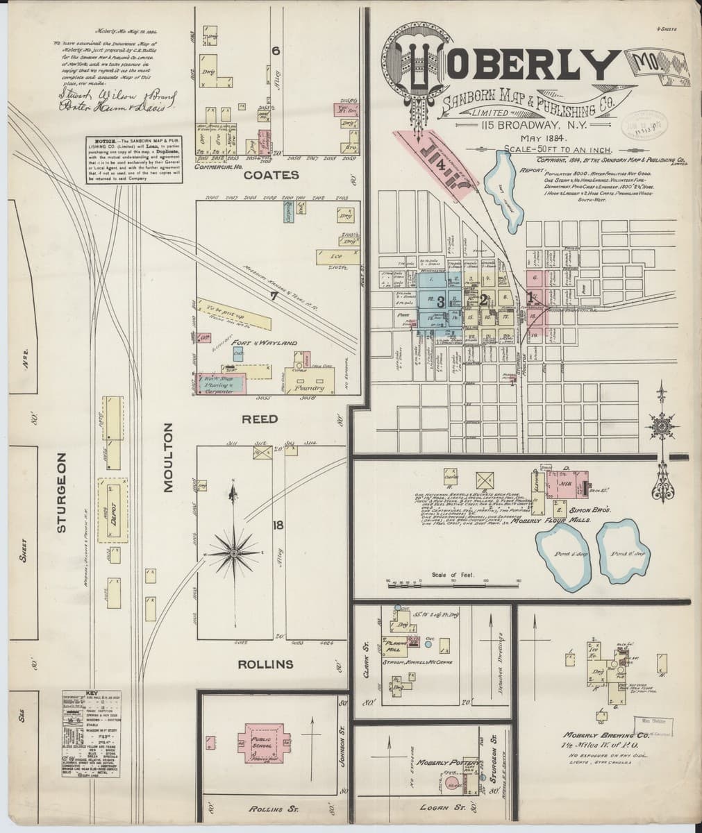 Moberly, Missouri - 1884 Sanborn Map