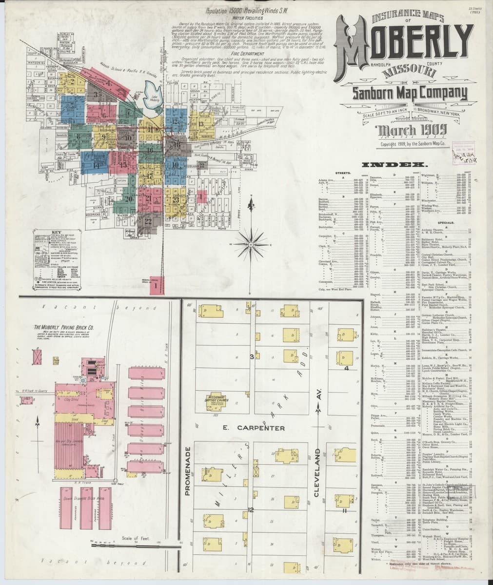 Moberly, Missouri - 1909 Sanborn Map