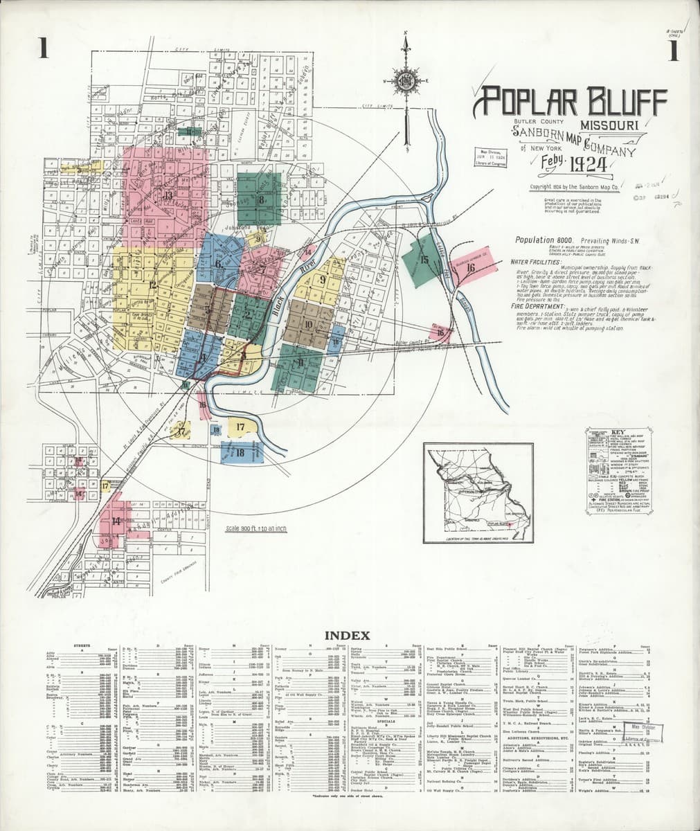 Poplar Bluff, Missouri - 1924 Sanborn Map
