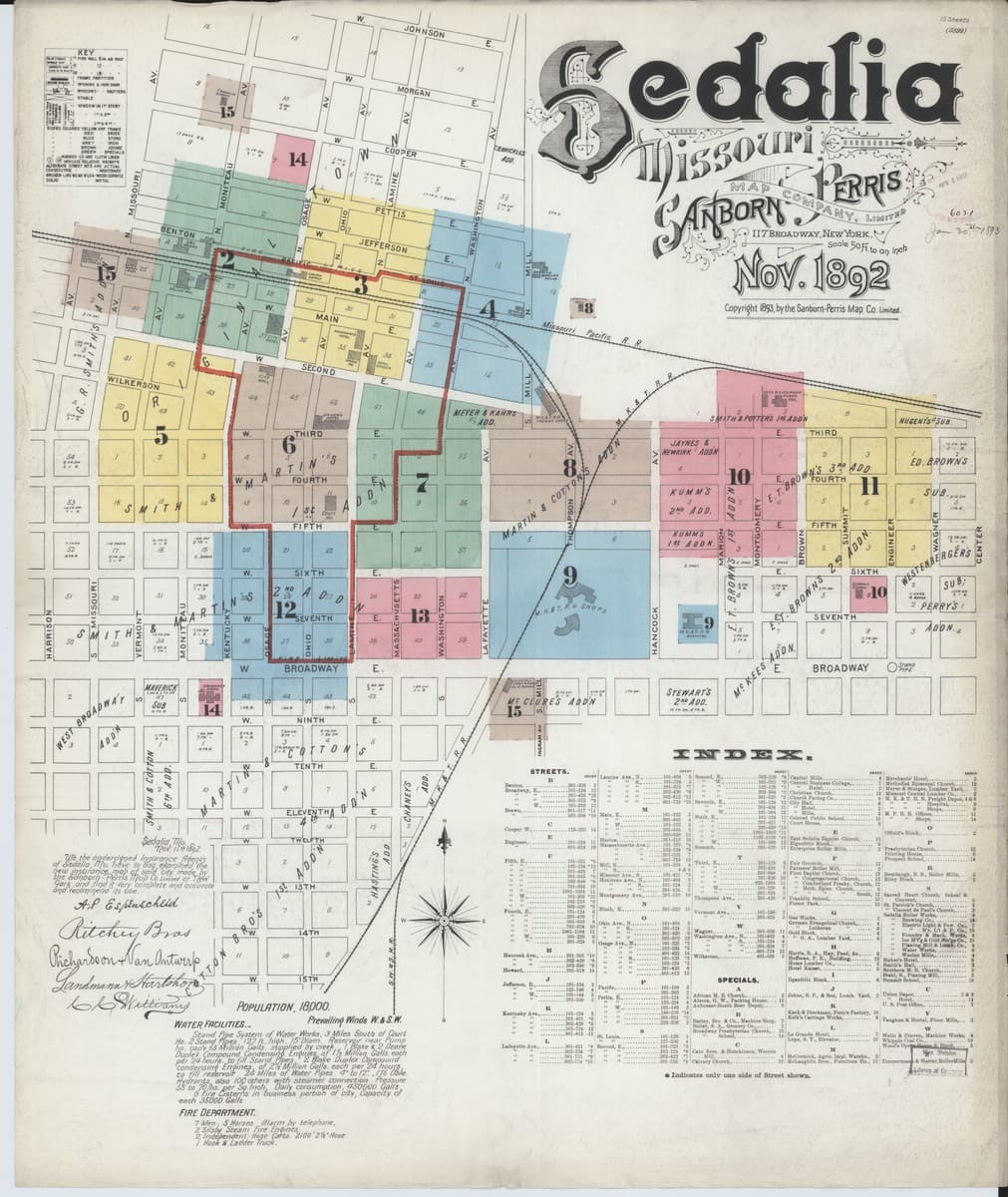 Sedalia, Missouri - 1892 Sanborn Map