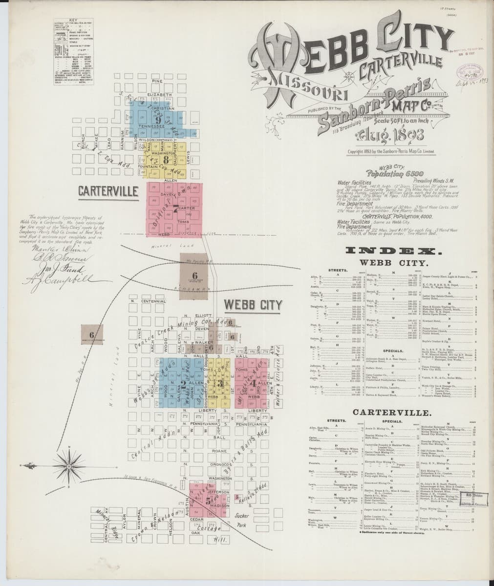 Webb City, Missouri - 1893 Sanborn Map
