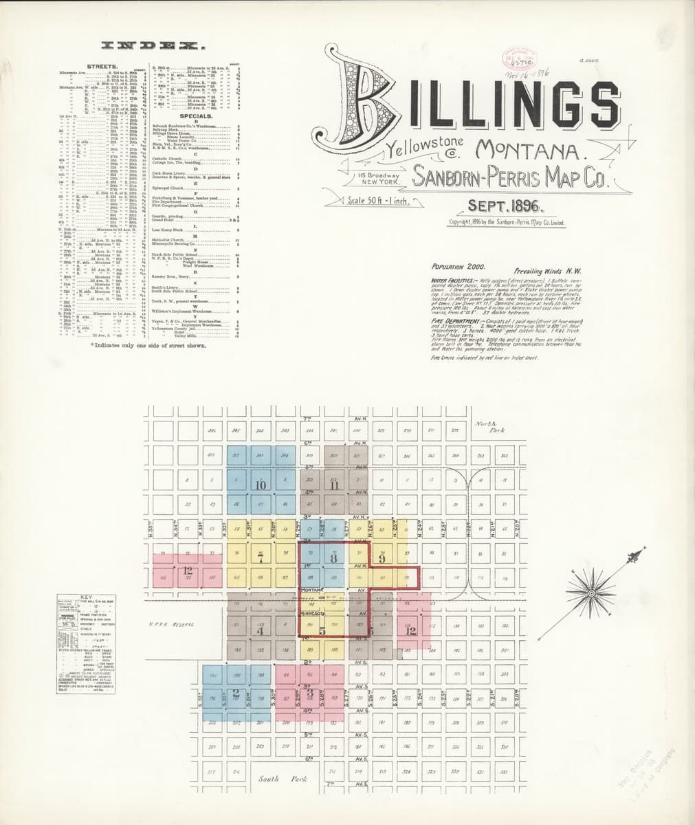 Billings, Montana - 1896 Sanborn Map