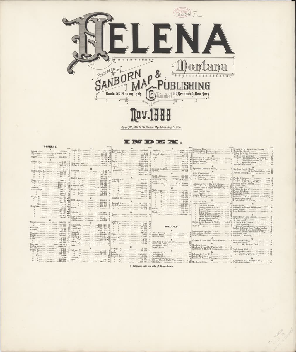 Helena, Montana - 1888 Sanborn Map