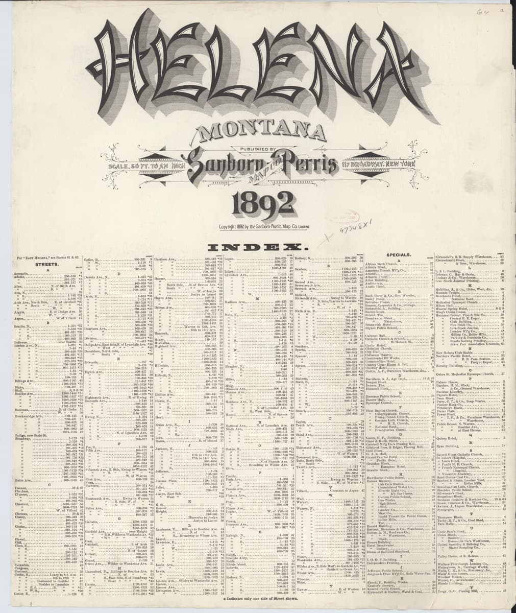 Helena, Montana - 1892 Sanborn Map
