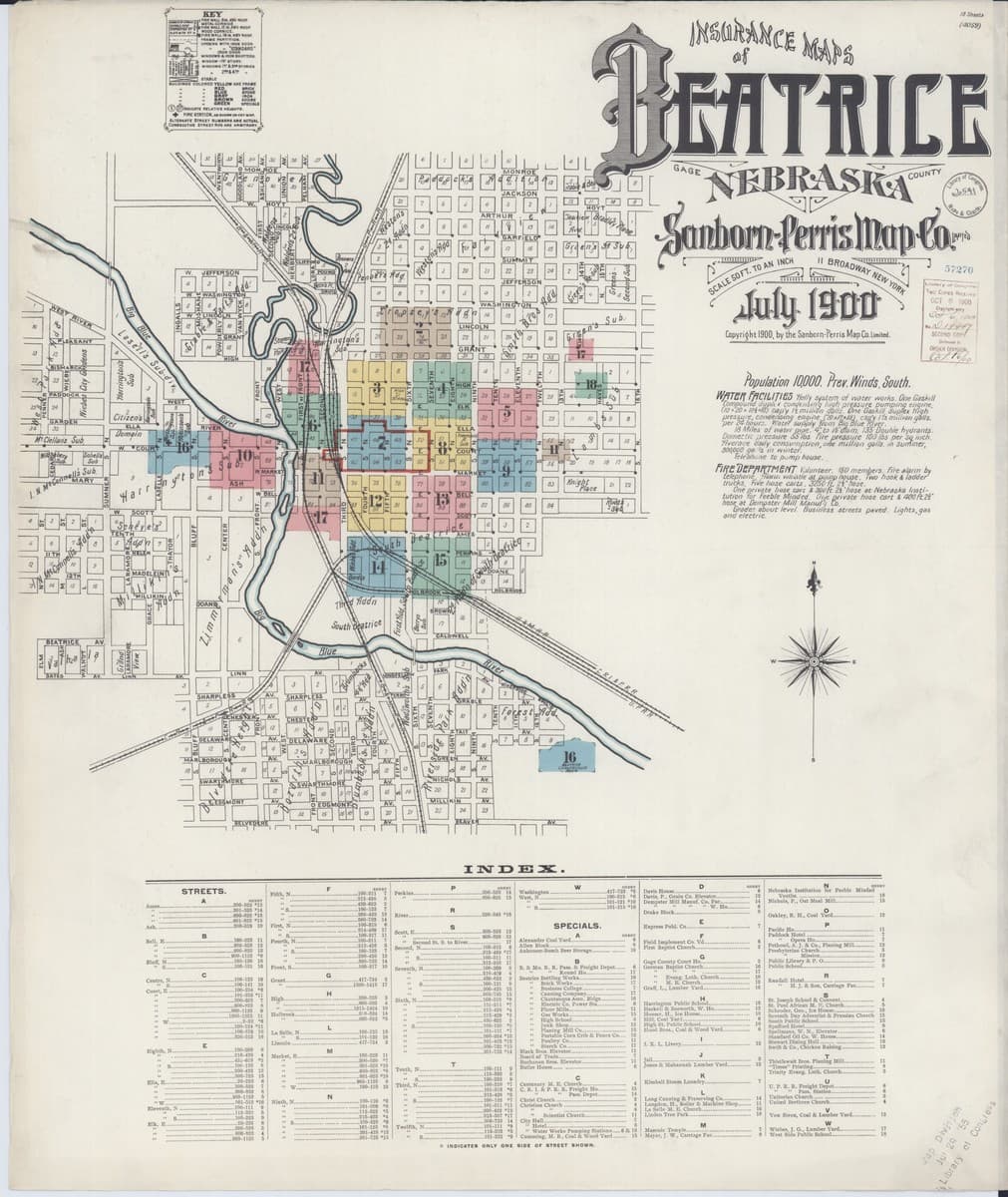 Beatrice, Nebraska - 1900 Sanborn Map