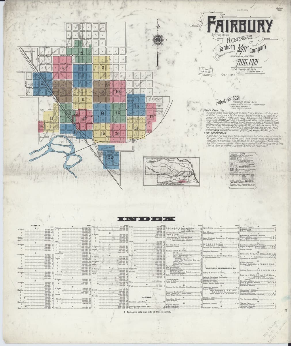 Fairbury, Nebraska - 1921 Sanborn Map