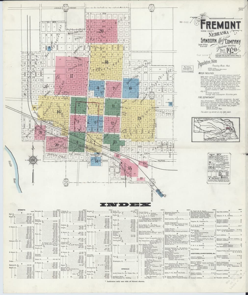 Fremont, Nebraska - 1920 Sanborn Map