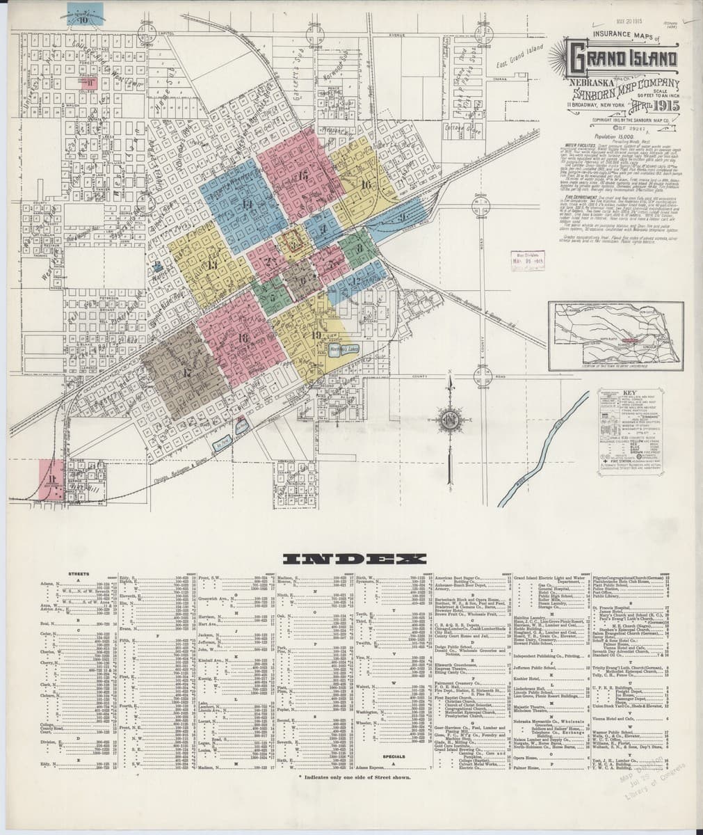 Grand Island, Nebraska - 1915 Sanborn Map