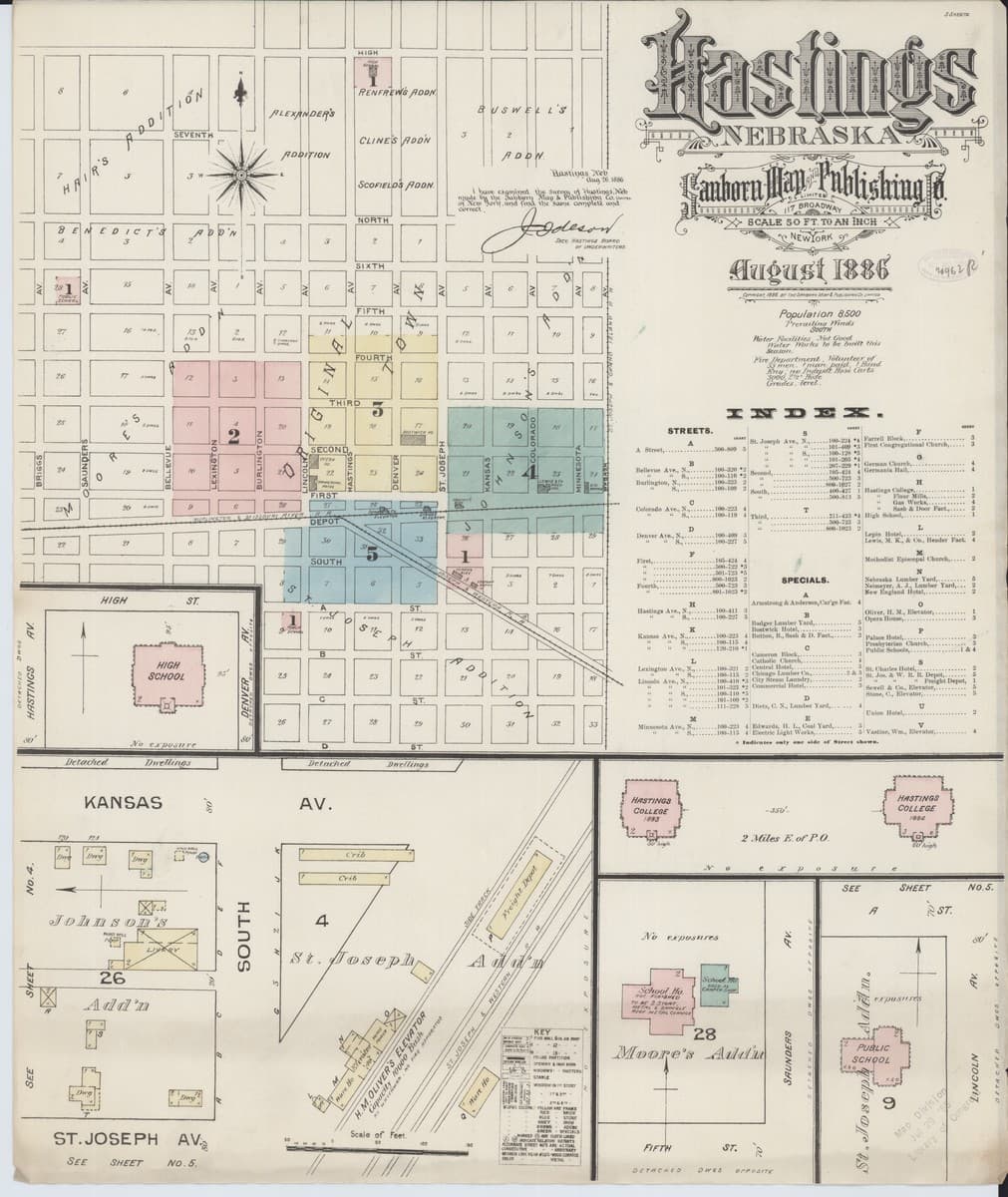 Hastings, Nebraska - 1886 Sanborn Map