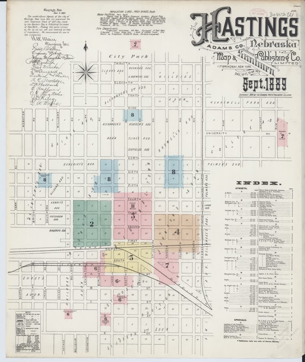 Hastings, Nebraska - 1889 Sanborn Map