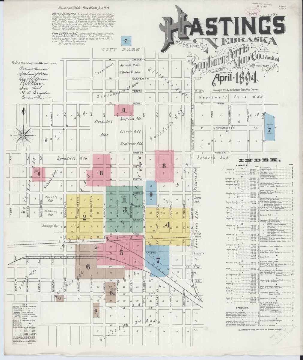 Hastings, Nebraska - 1894 Sanborn Map