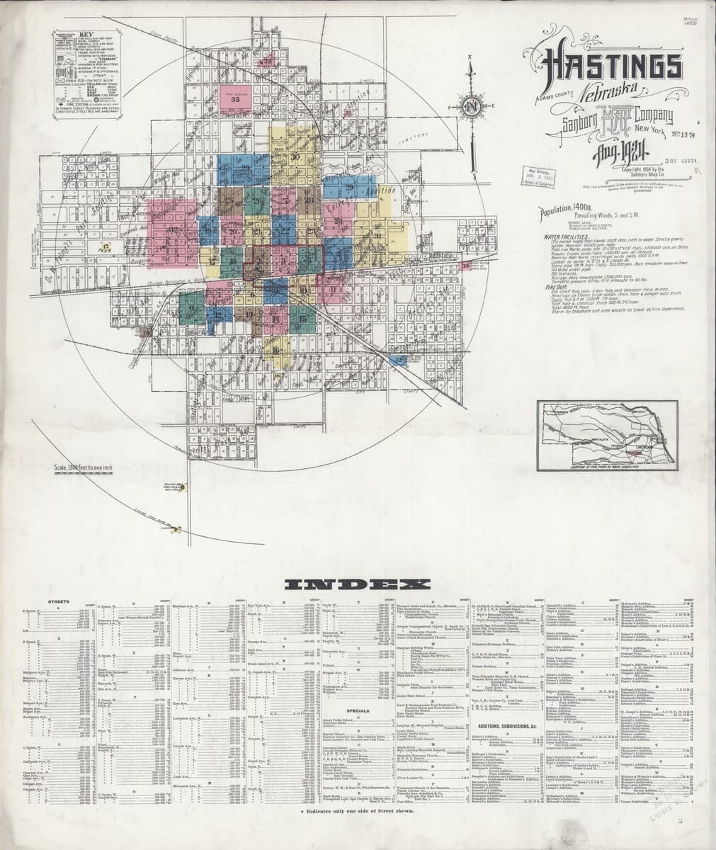Hastings, Nebraska - 1924 Sanborn Map