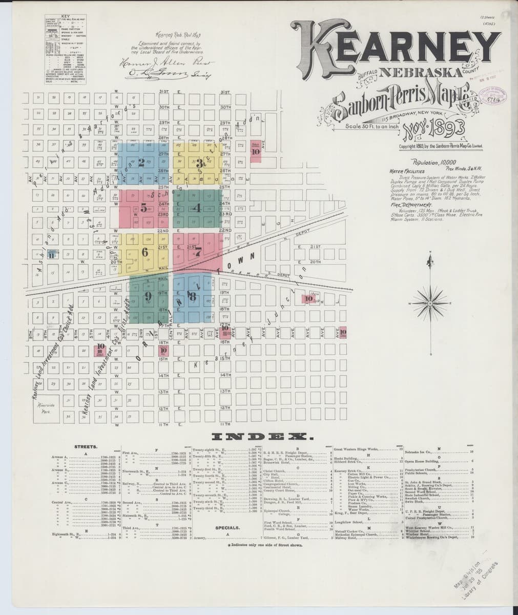 Kearney, Nebraska - 1893 Sanborn Map