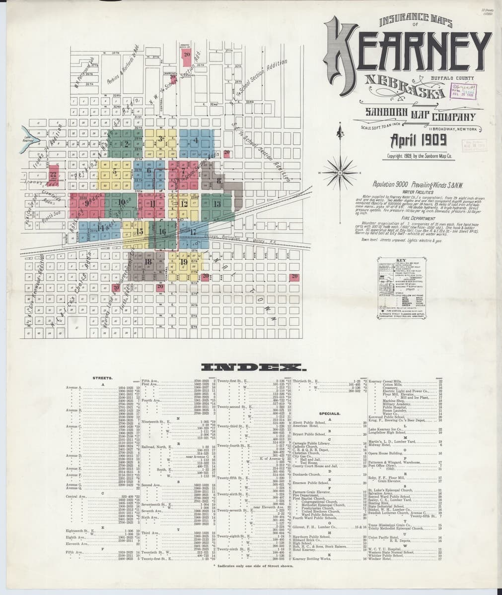 Kearney, Nebraska - 1909 Sanborn Map