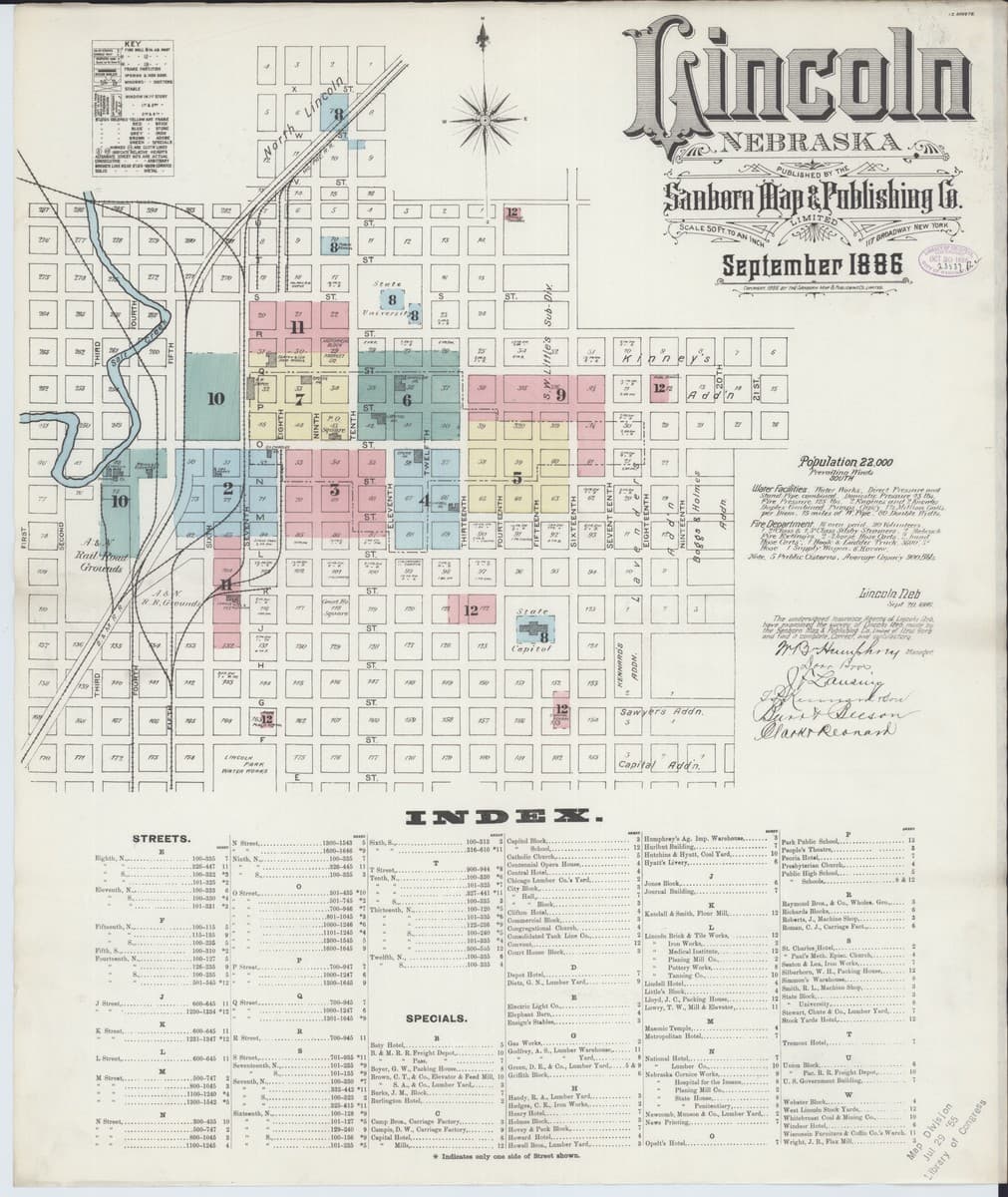 Lincoln, Nebraska - 1886 Sanborn Map