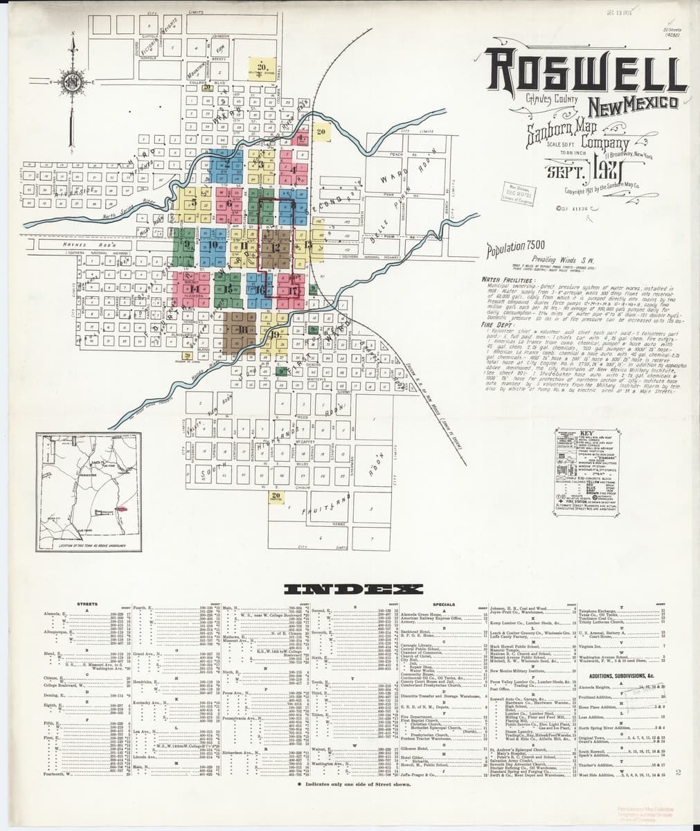 Roswell, New Mexico - 1921 Sanborn Map