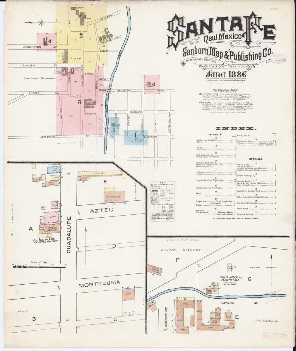 Santa Fe, New Mexico - 1886 Sanborn Map