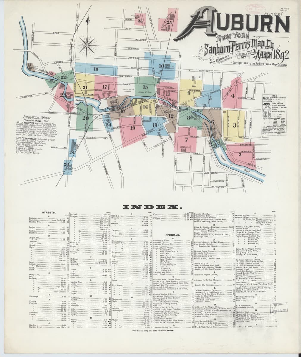 Auburn, New York - 1892 Sanborn Map