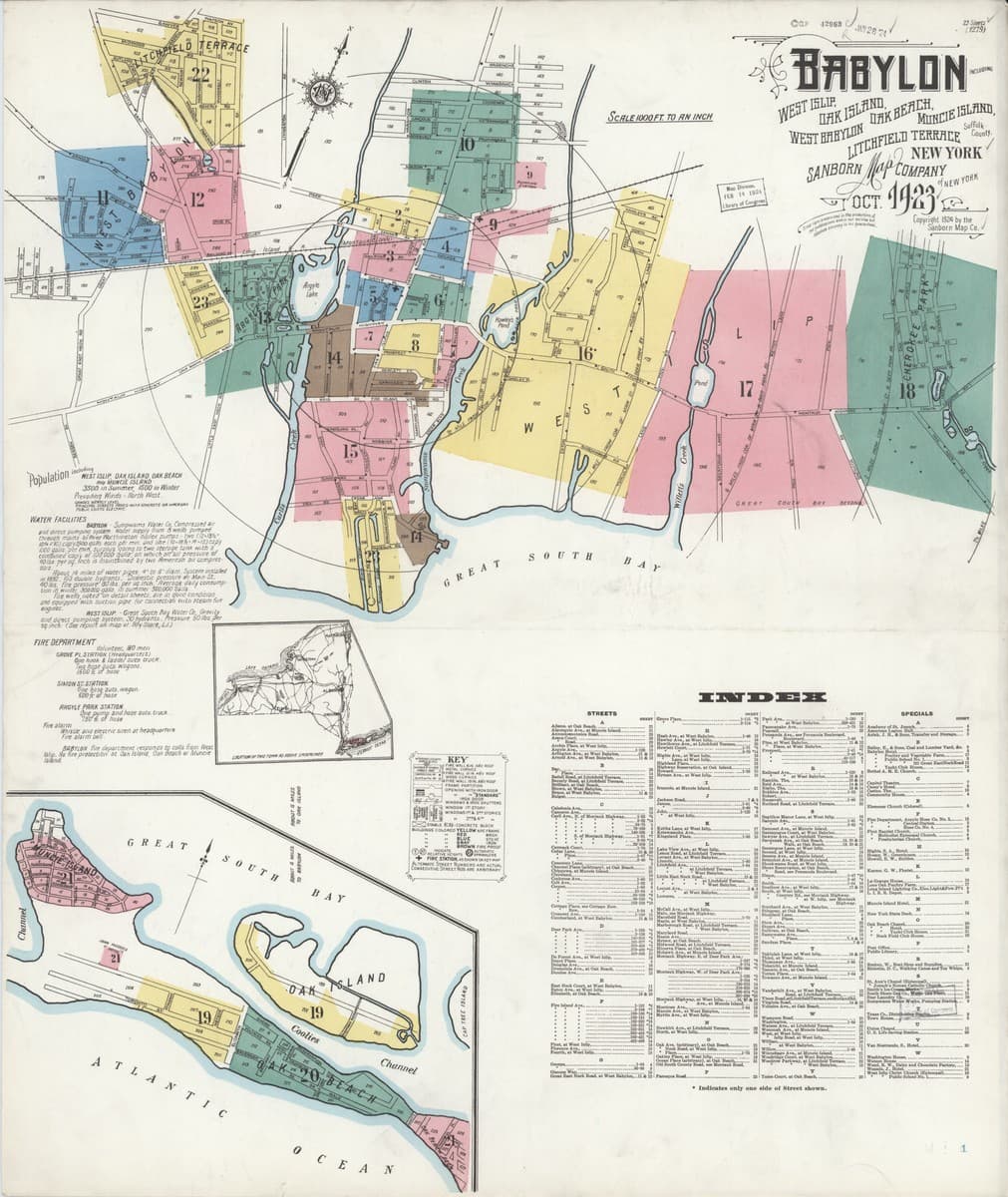 Babylon, New York - 1923 Sanborn Map
