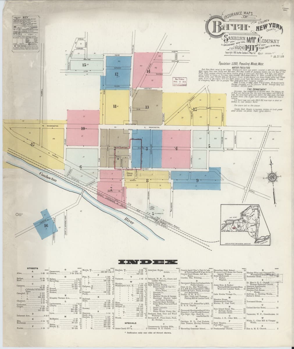 Bath, New York - 1915 Sanborn Map