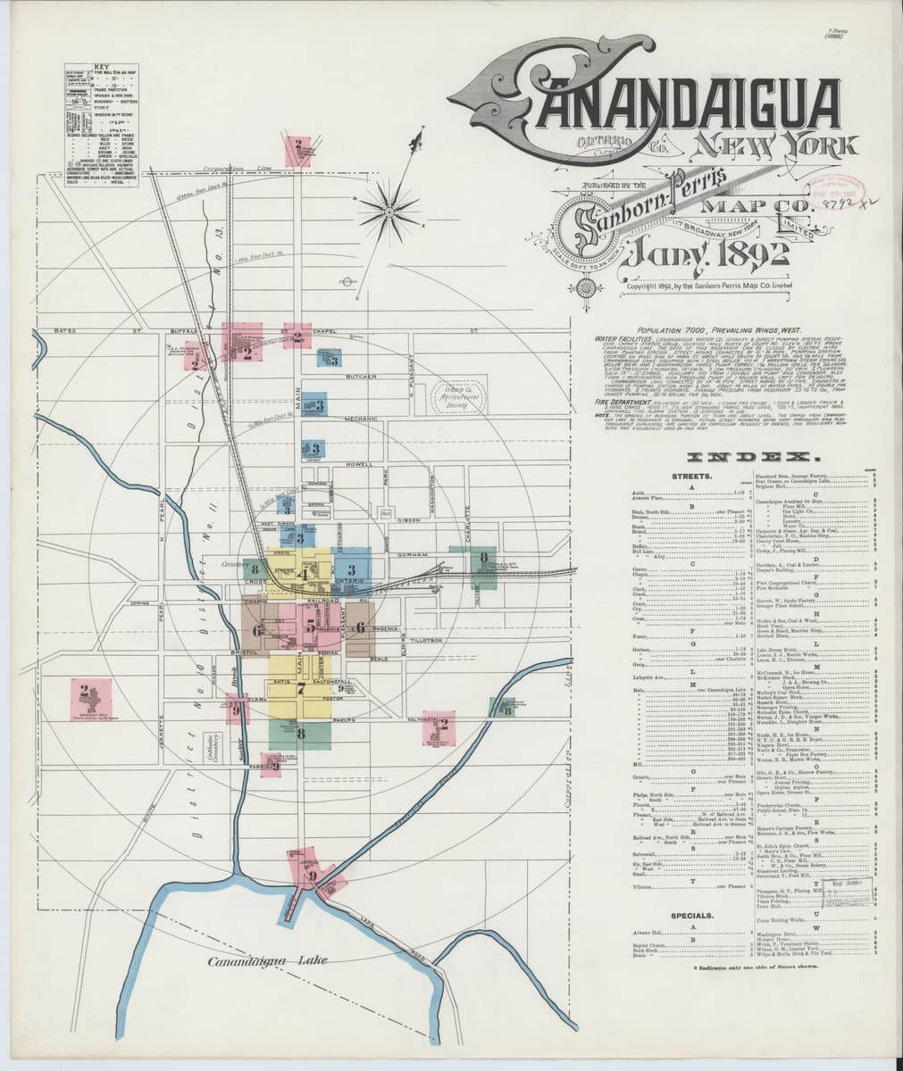 Canandaigua, New York - 1892 Sanborn Map