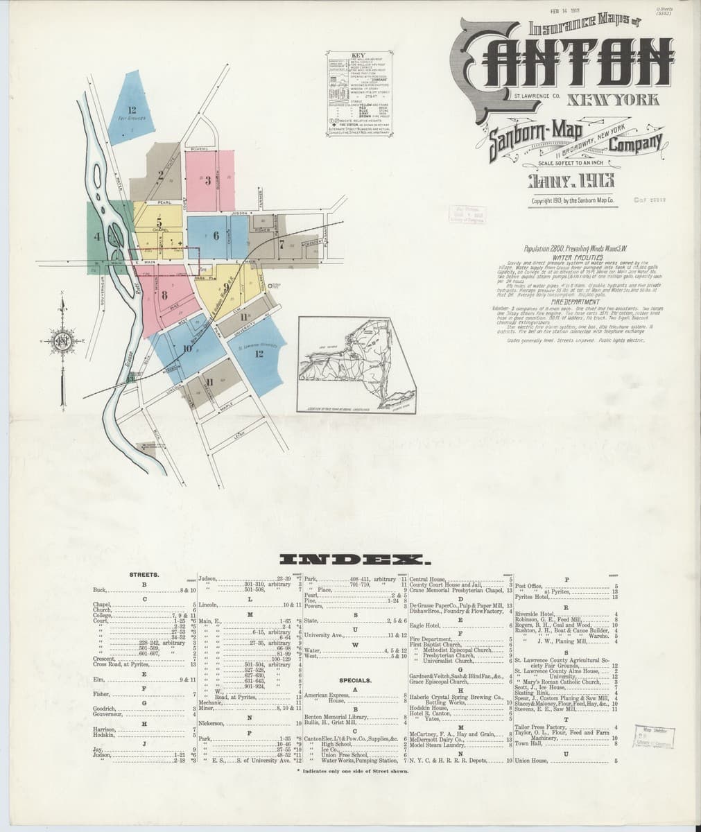 Canton, New York - 1913 Sanborn Map