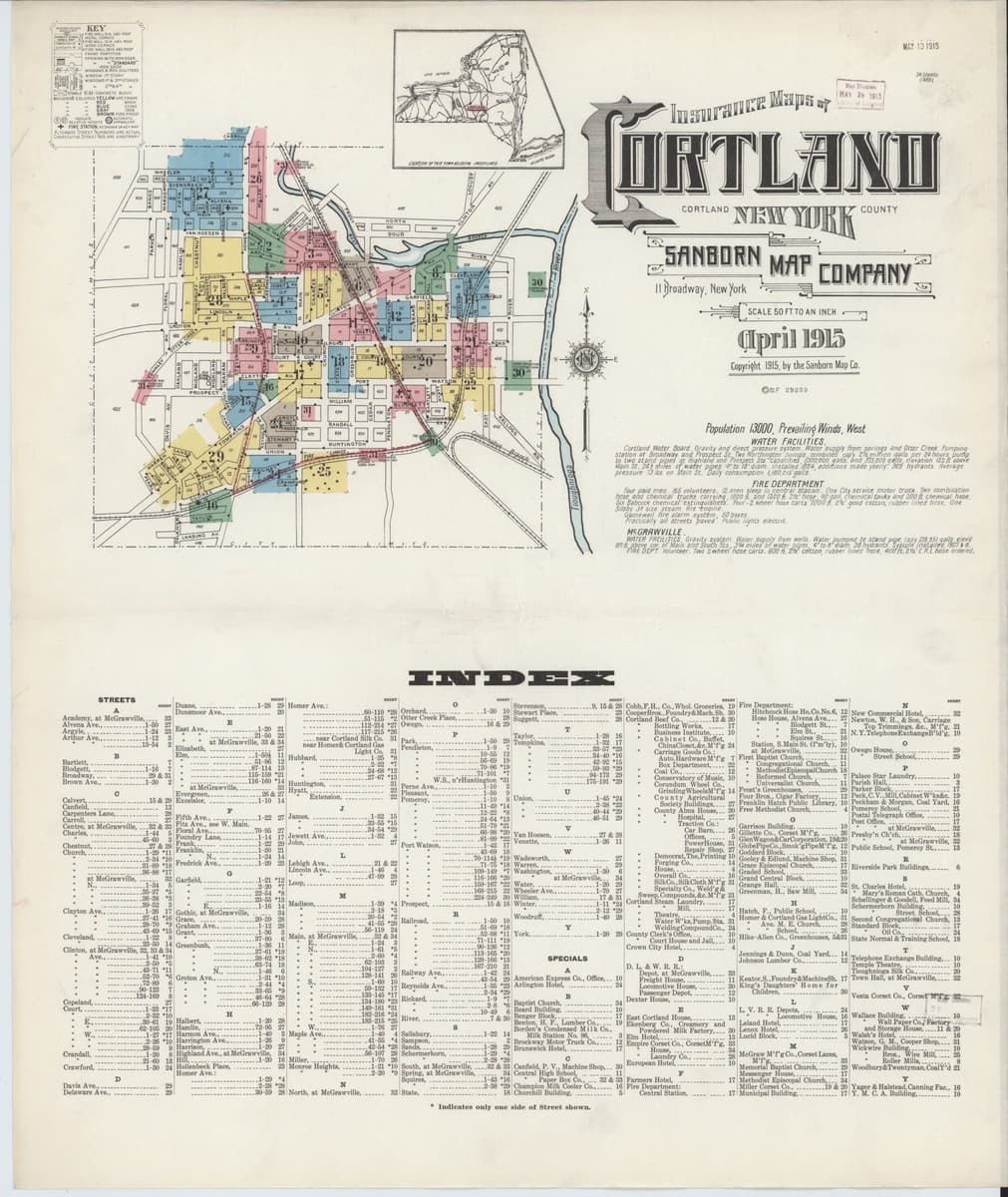 Cortland, New York - 1915 Sanborn Map