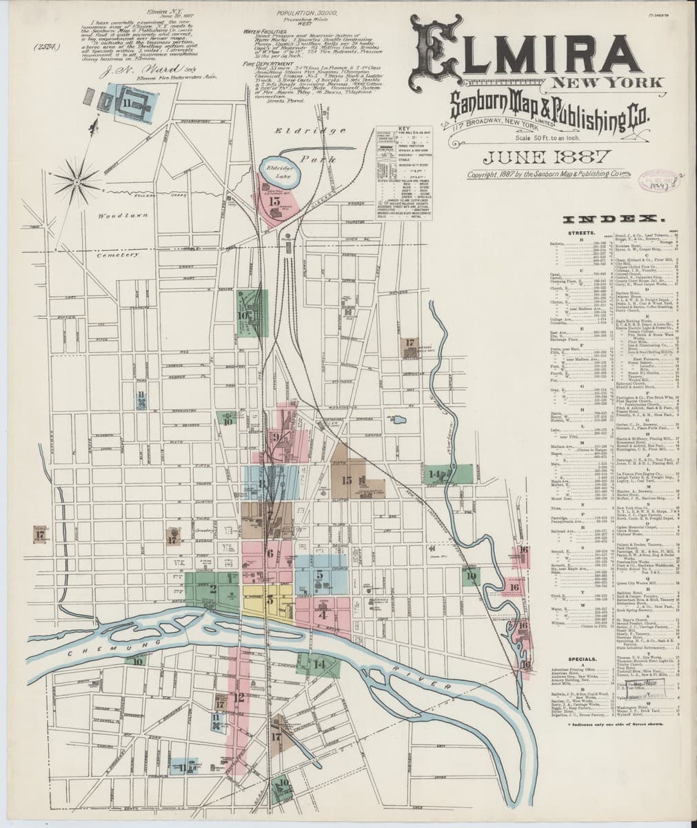 Elmira, New York - 1887 Sanborn Map