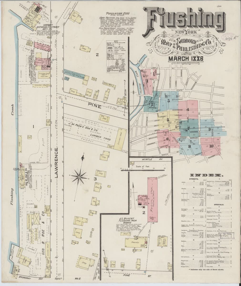 Flushing, New York - 1886 Sanborn Map
