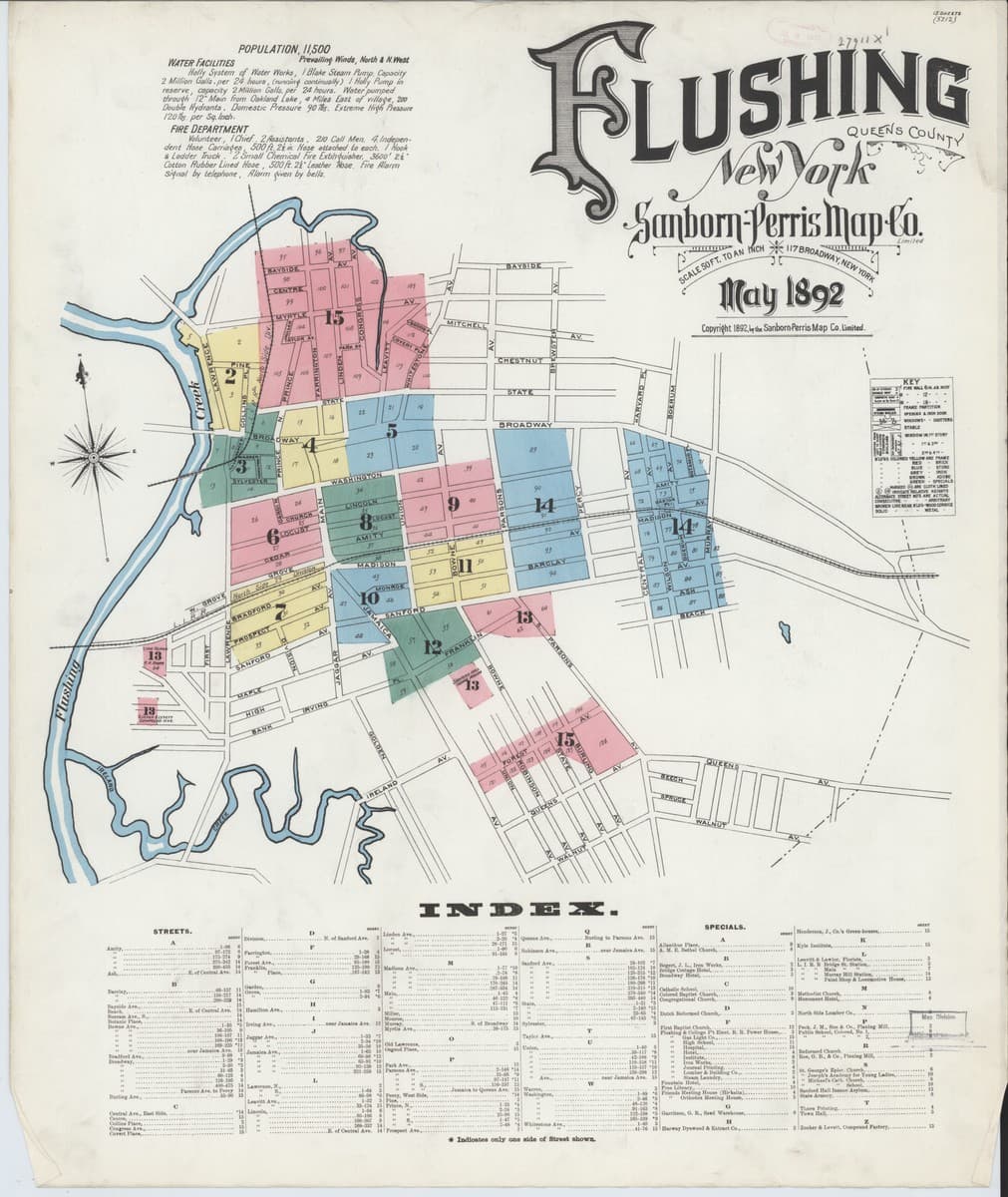 Flushing, New York - 1892 Sanborn Map