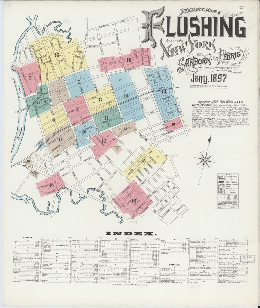 Flushing, New York - 1897 Sanborn Map