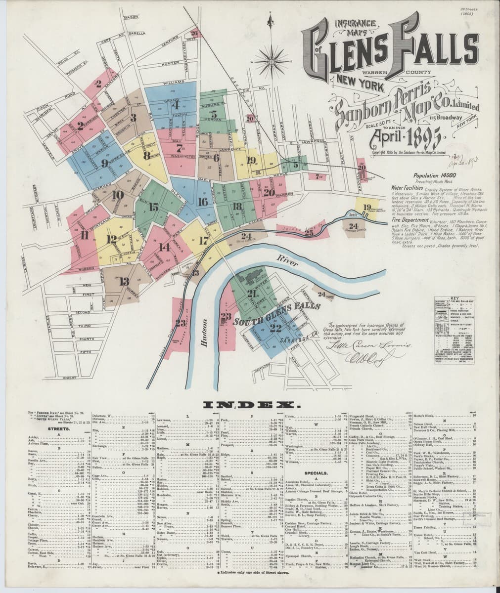 Glens Falls, New York - 1895 Sanborn Map