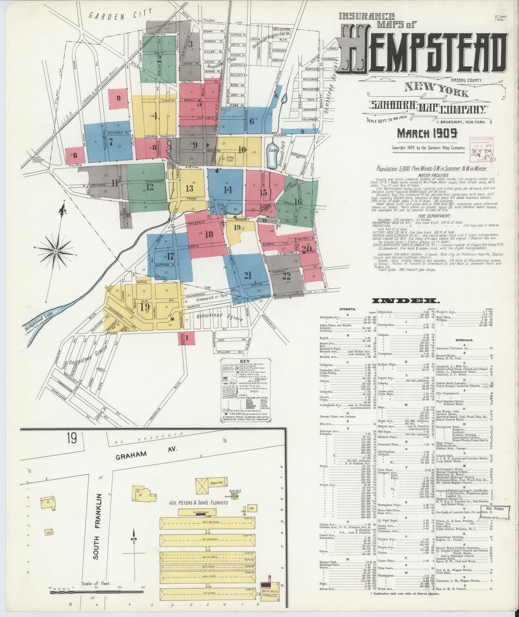 Hempstead, New York - 1909 Sanborn Map