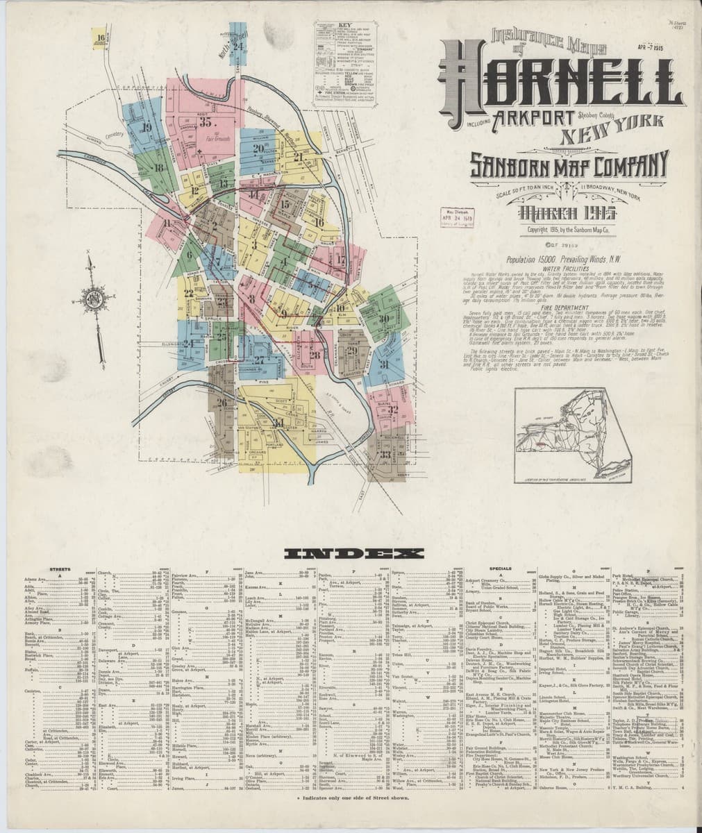 Hornell, New York - 1915 Sanborn Map