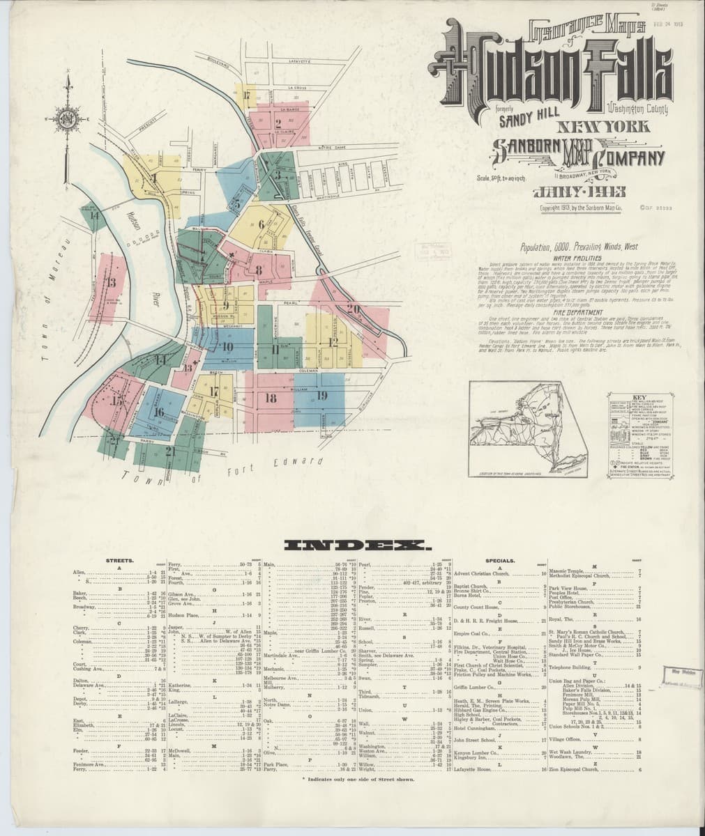 Hudson Falls, New York - 1913 Sanborn Map