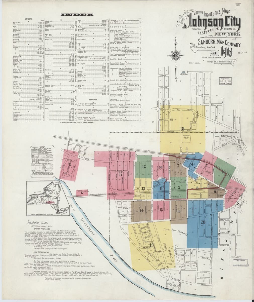 Johnson City, New York - 1918 Sanborn Map