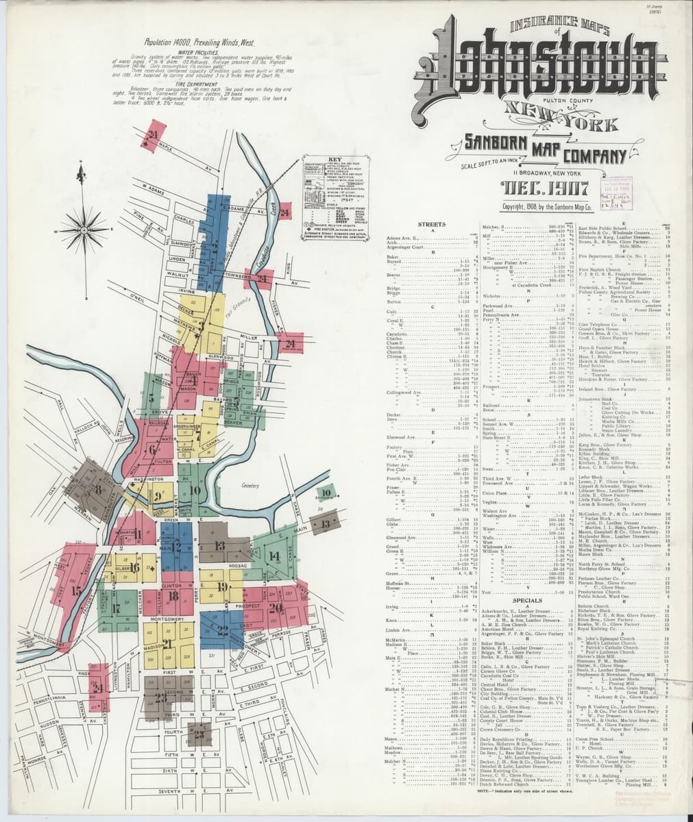 Johnstown, New York - 1907 Sanborn Map
