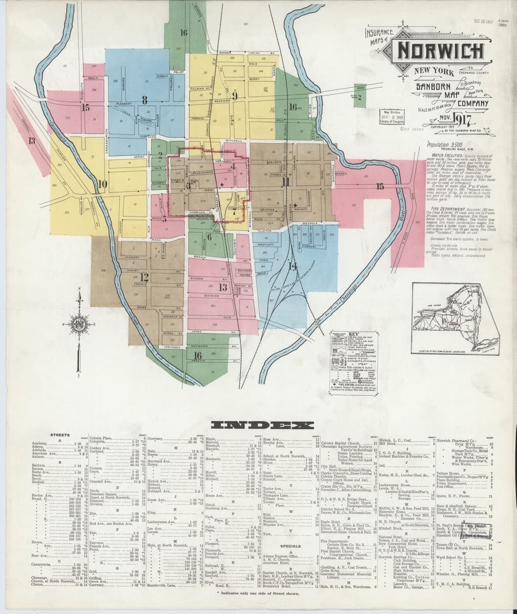 Norwich, New York - 1917 Sanborn Map