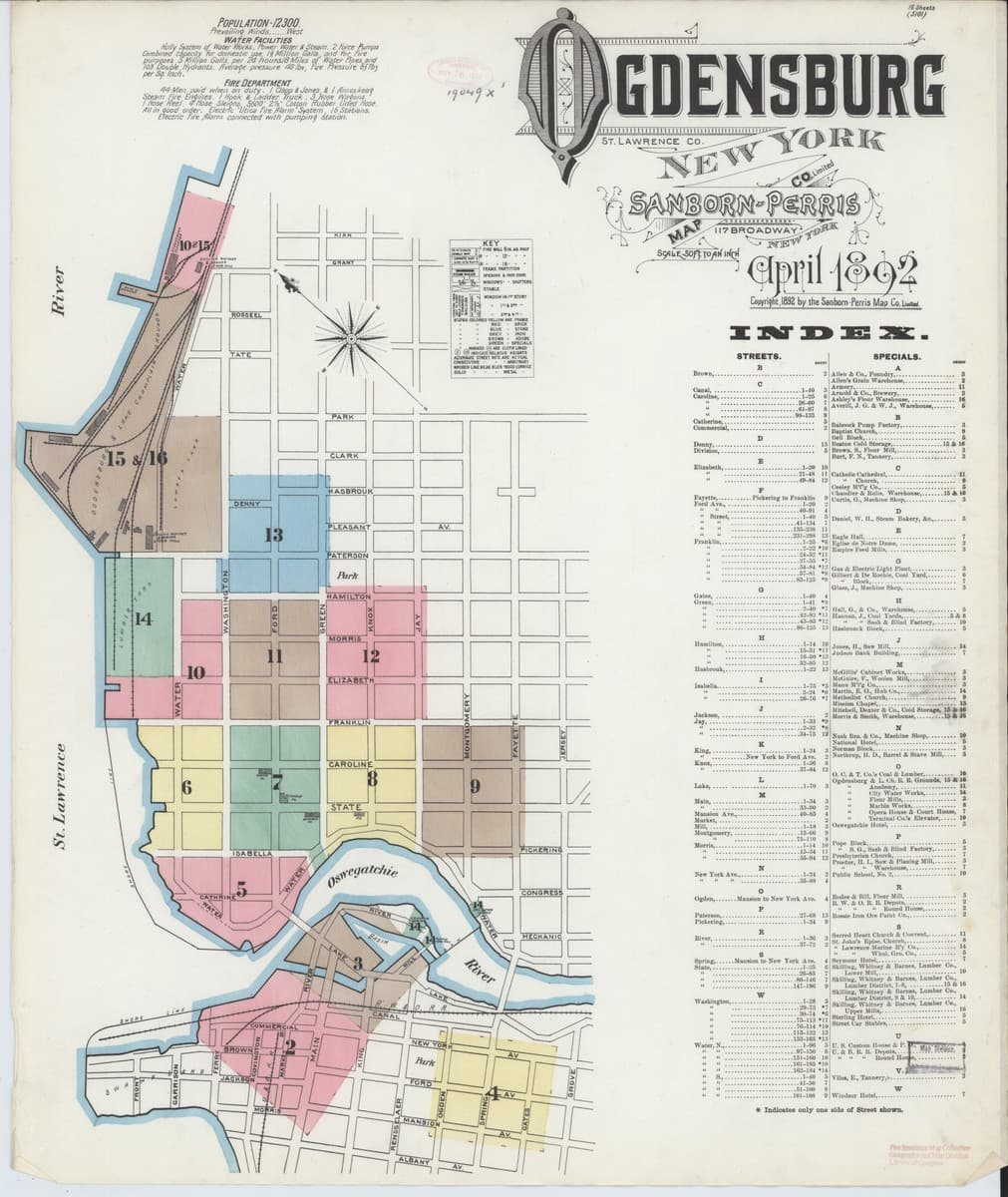 Ogdensburg, New York - 1892 Sanborn Map