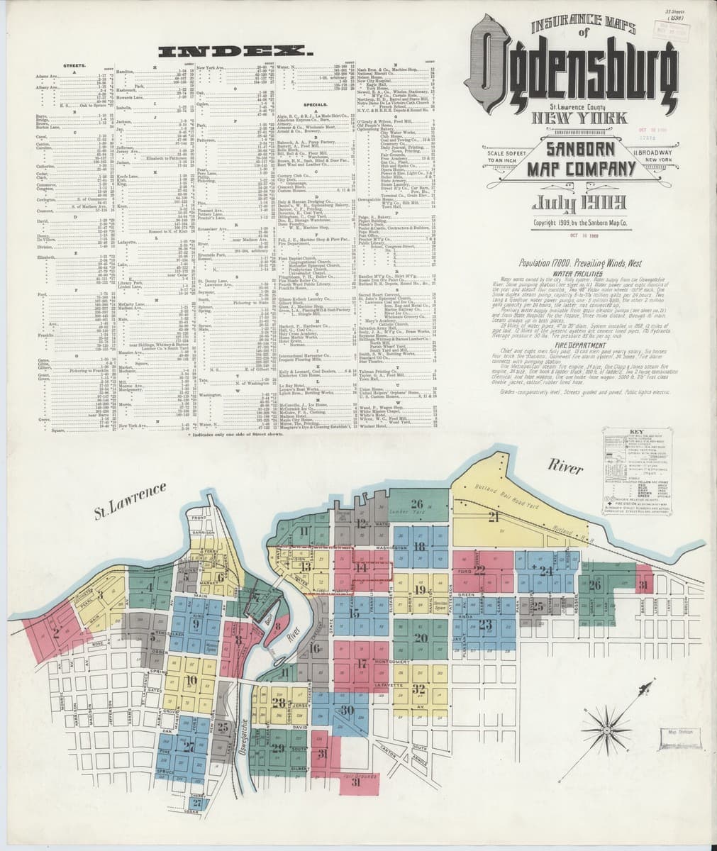 Ogdensburg, New York - 1909 Sanborn Map