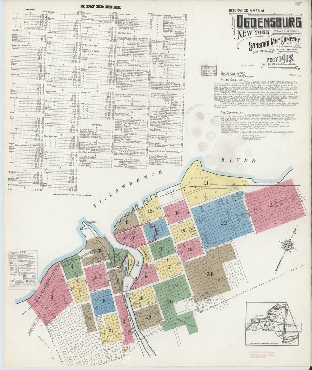 Ogdensburg, New York - 1918 Sanborn Map