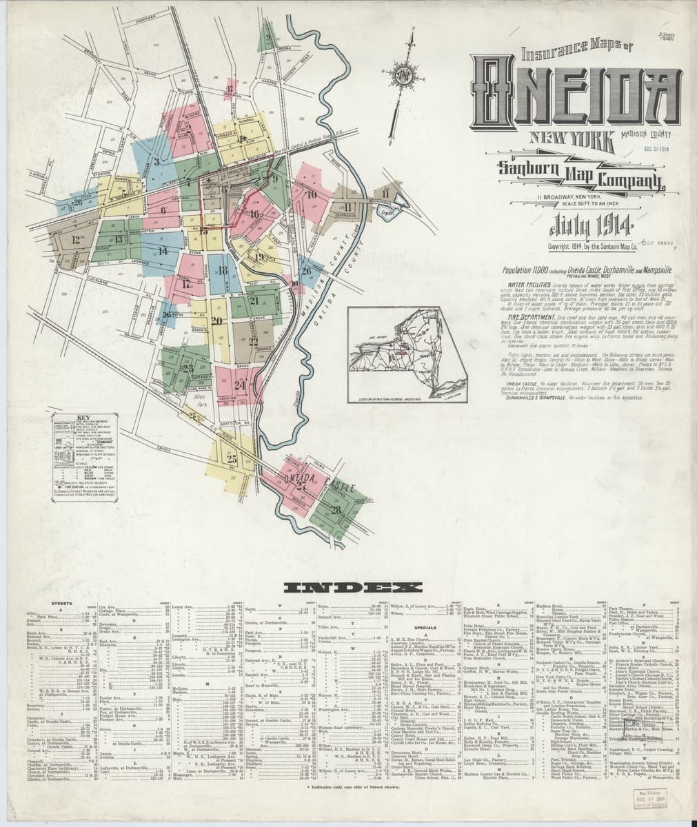 Oneida, New York - 1914 Sanborn Map