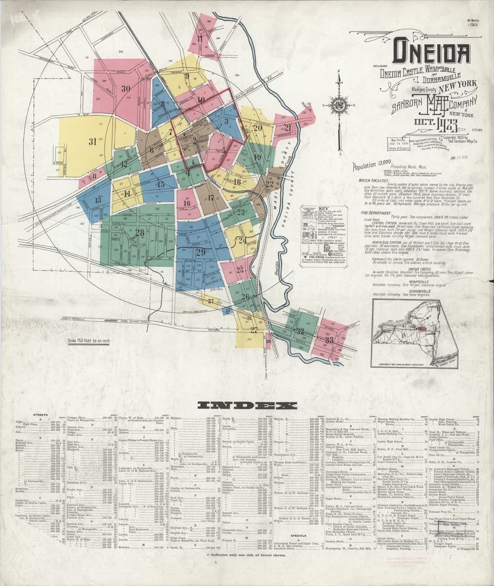 Oneida, New York - 1923 Sanborn Map