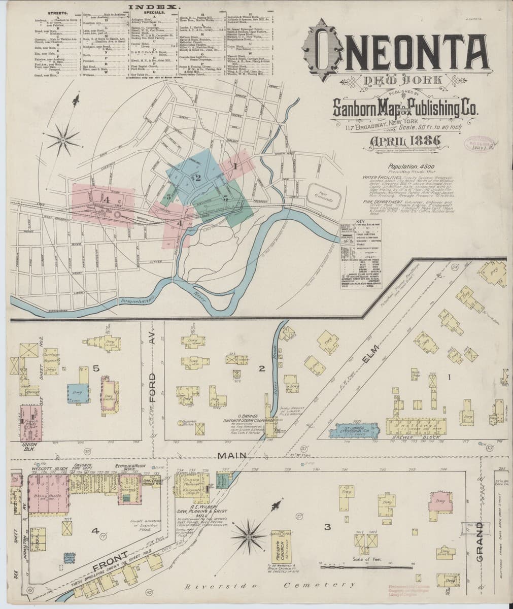 Oneonta, New York - 1886 Sanborn Map
