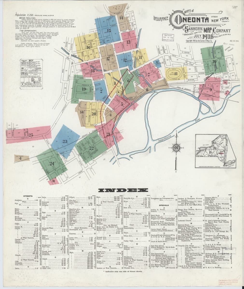 Oneonta, New York - 1916 Sanborn Map