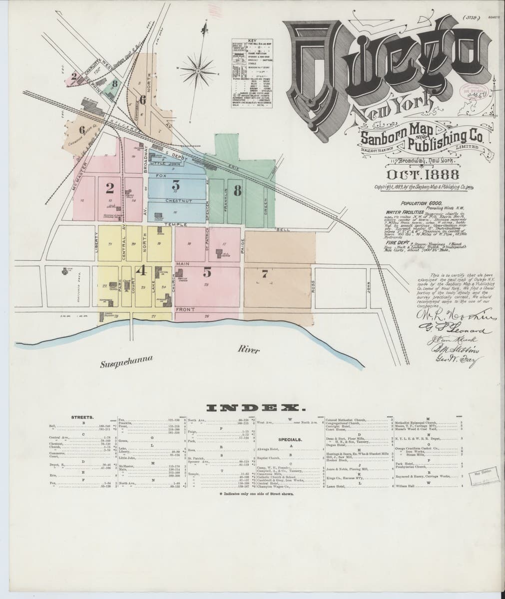 Framed print of Owego, New York (1888)